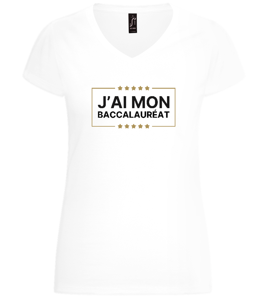 J'ai Mon Bac Design - Basic women's v-neck t-shirt_WHITE_front