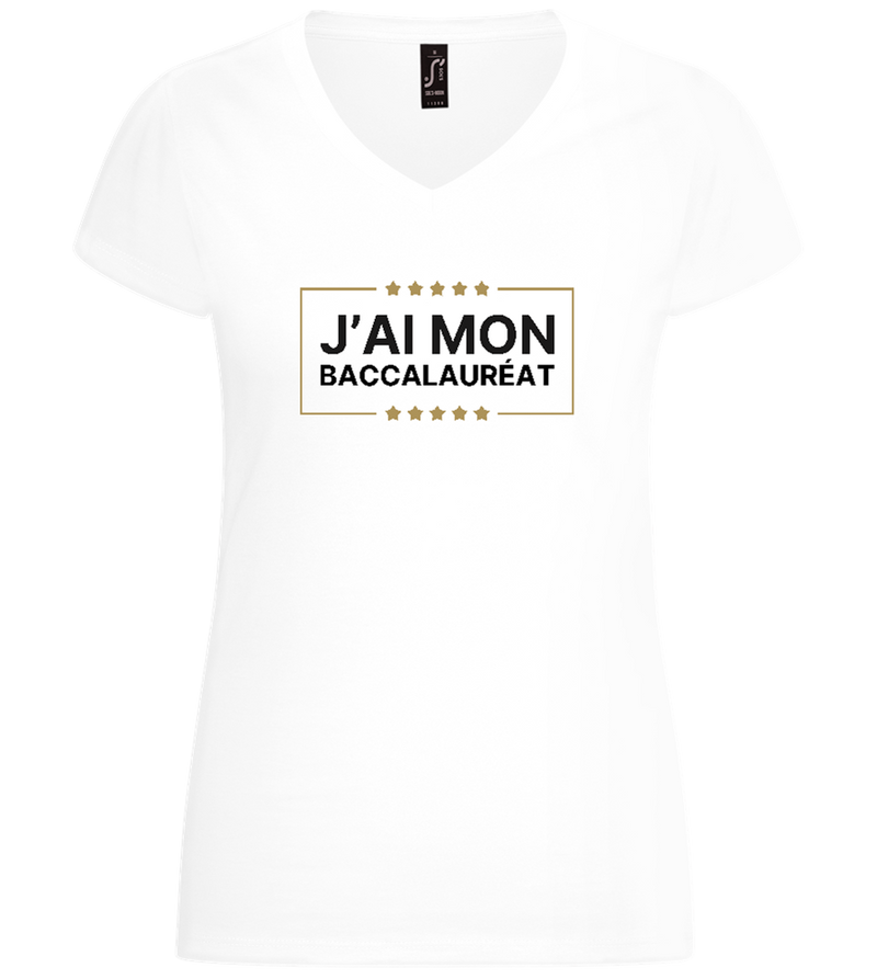 J'ai Mon Bac Design - Basic women's v-neck t-shirt_WHITE_front