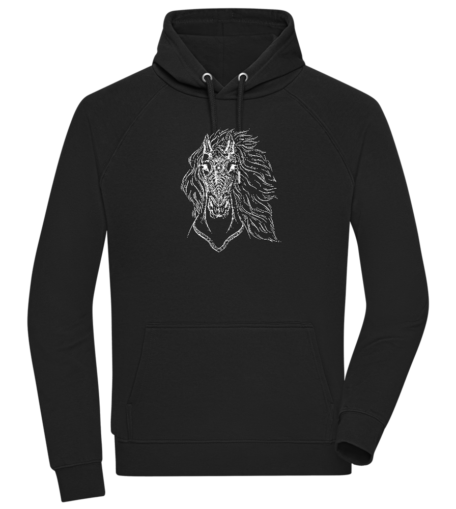 White Abstract Horsehead Design - Comfort unisex hoodie_BLACK_front