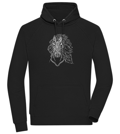 White Abstract Horsehead Design - Comfort unisex hoodie_BLACK_front