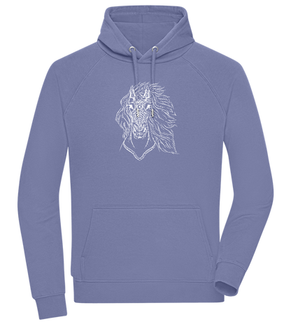 White Abstract Horsehead Design - Comfort unisex hoodie_BLUE_front