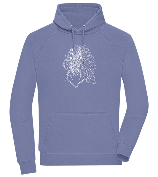 White Abstract Horsehead Design - Comfort unisex hoodie_BLUE_front