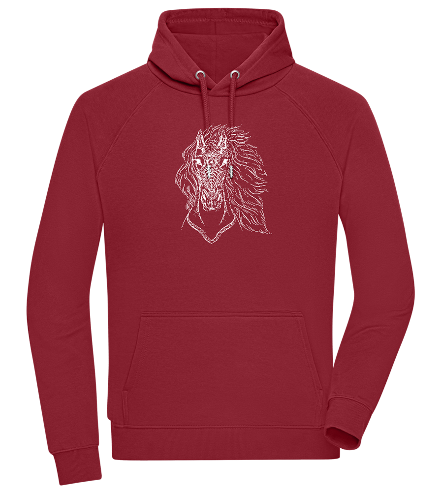 White Abstract Horsehead Design - Comfort unisex hoodie_BORDEAUX_front