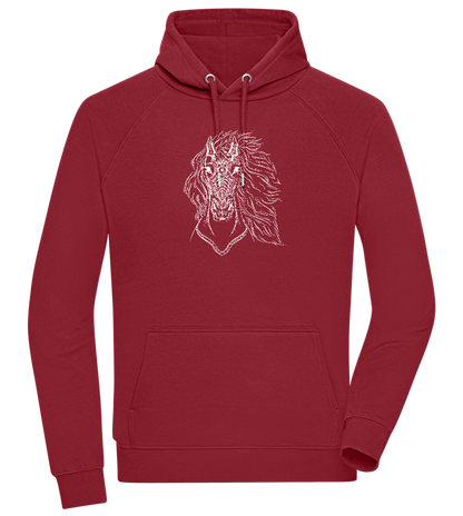 White Abstract Horsehead Design - Comfort unisex hoodie_BORDEAUX_front