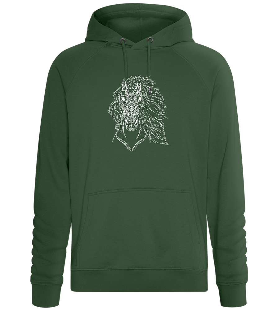 White Abstract Horsehead Design - Comfort unisex hoodie_GREEN BOTTLE_front