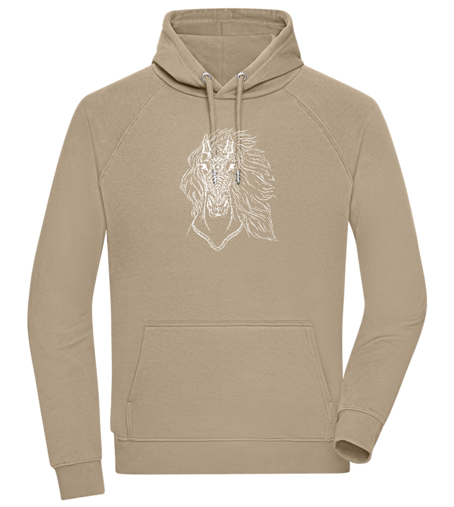 White Abstract Horsehead Design - Comfort unisex hoodie_KHAKI_front