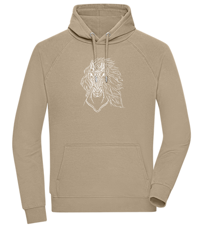 White Abstract Horsehead Design - Comfort unisex hoodie_KHAKI_front