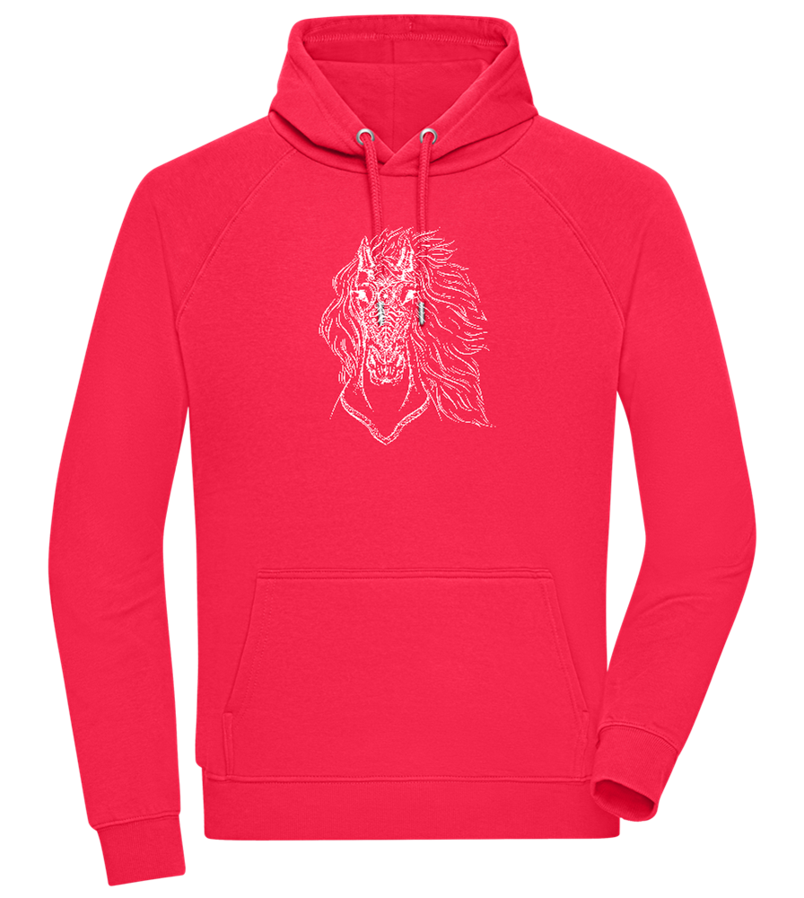 White Abstract Horsehead Design - Comfort unisex hoodie_RED_front