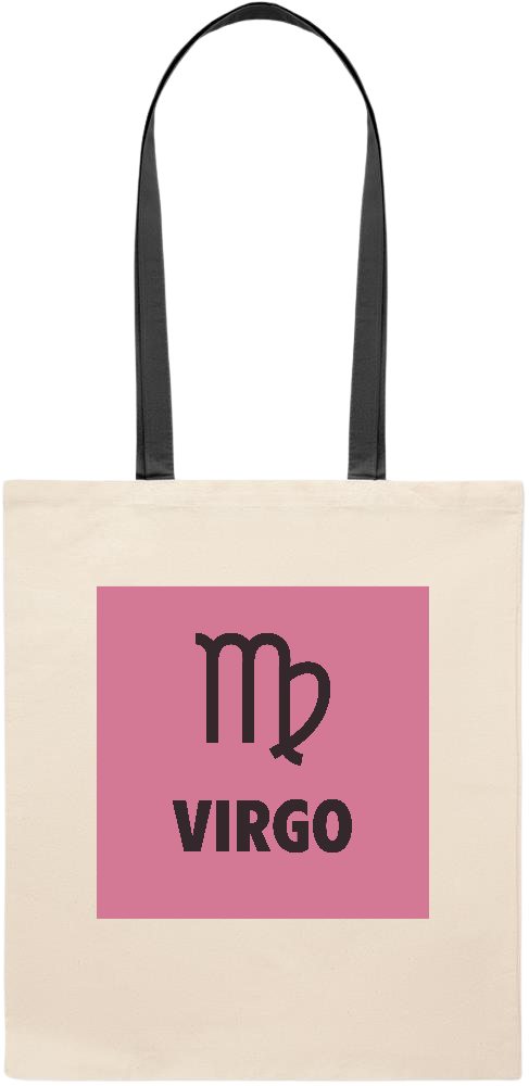 Zodiac Virgo Design - Essential colored handle tote bag_BLACK_front