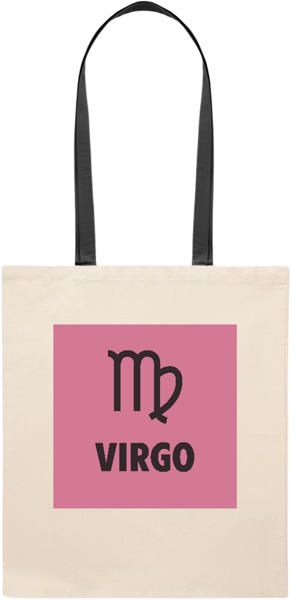 Zodiac Virgo Design - Essential colored handle tote bag_BLACK_front