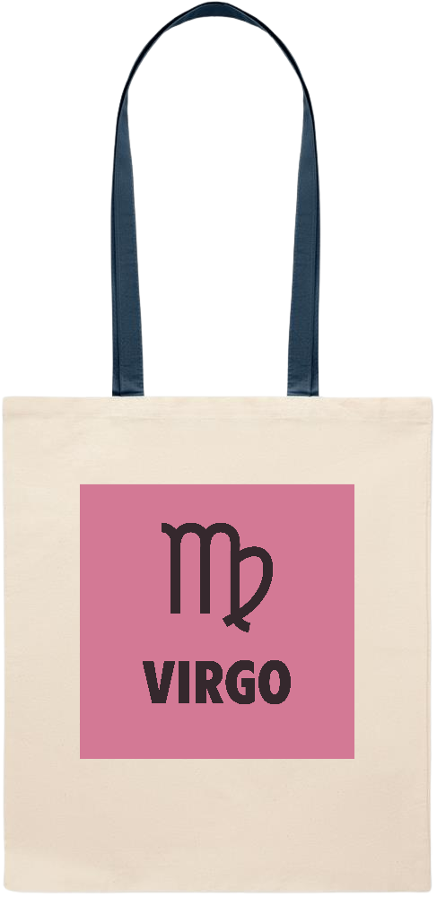 Zodiac Virgo Design - Essential colored handle tote bag_BLUE_front