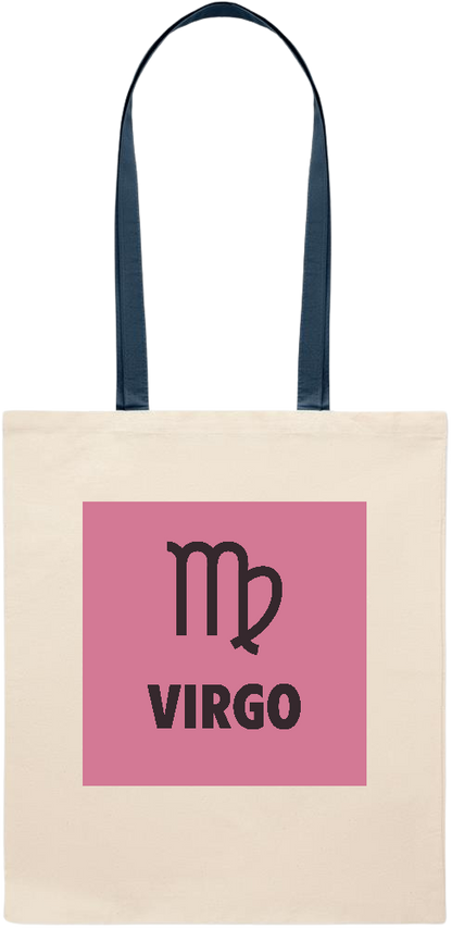 Zodiac Virgo Design - Essential colored handle tote bag_BLUE_front