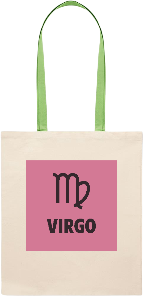 Zodiac Virgo Design - Essential colored handle tote bag_LIME_front