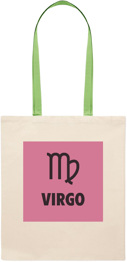 Zodiac Virgo Design - Essential colored handle tote bag_LIME_front