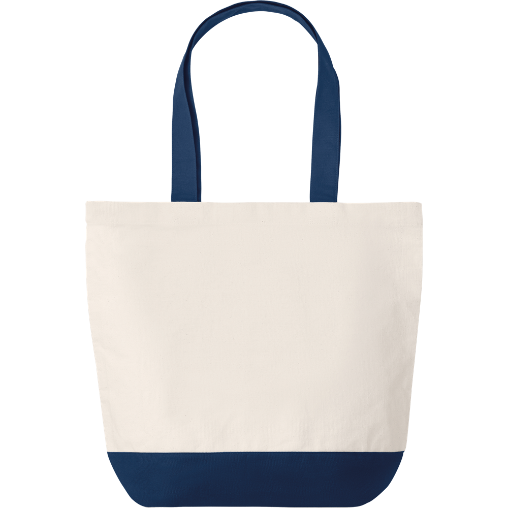 Canvas Beach Bag with Bottom Detail_BLUE_front
