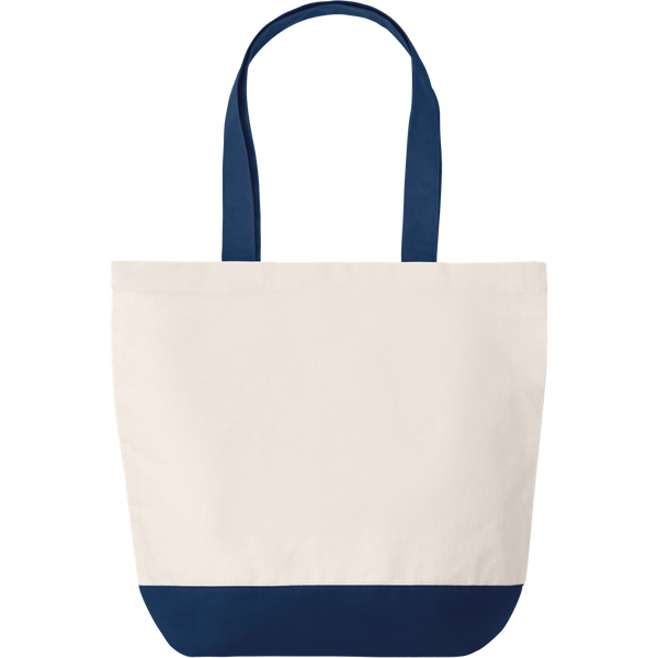 Canvas Beach Bag with Bottom Detail_BLUE_front