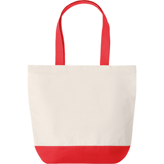 Canvas Beach Bag with Bottom Detail_RED_front