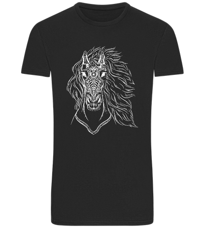 White Abstract Horsehead Design - Basic Unisex T-Shirt_DEEP BLACK_front