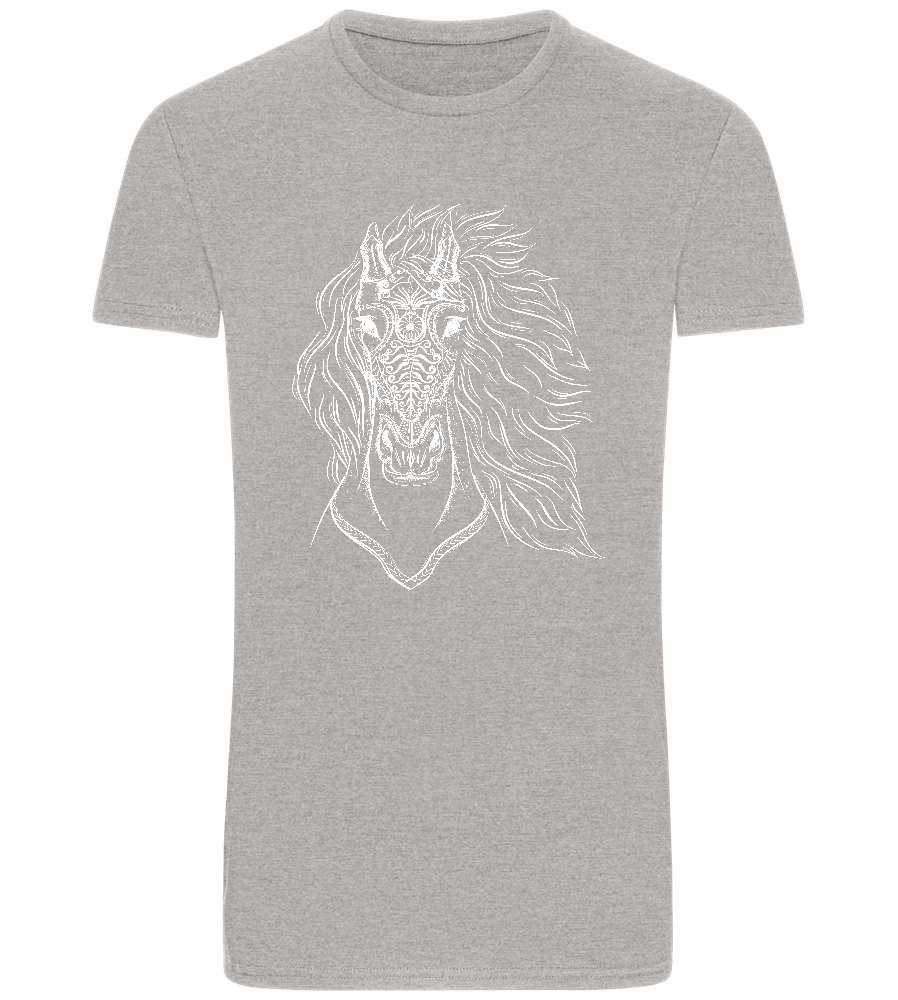 White Abstract Horsehead Design - Basic Unisex T-Shirt_ORION GREY_front