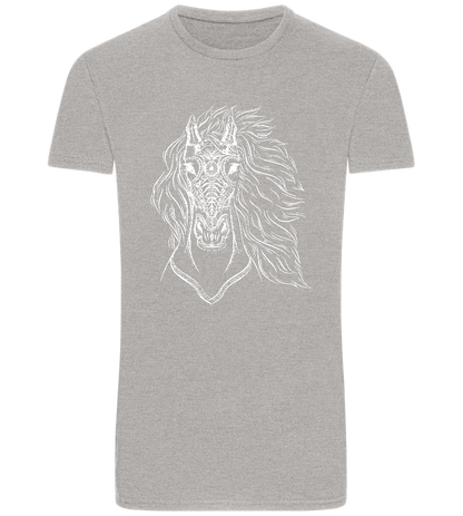 White Abstract Horsehead Design - Basic Unisex T-Shirt_ORION GREY_front
