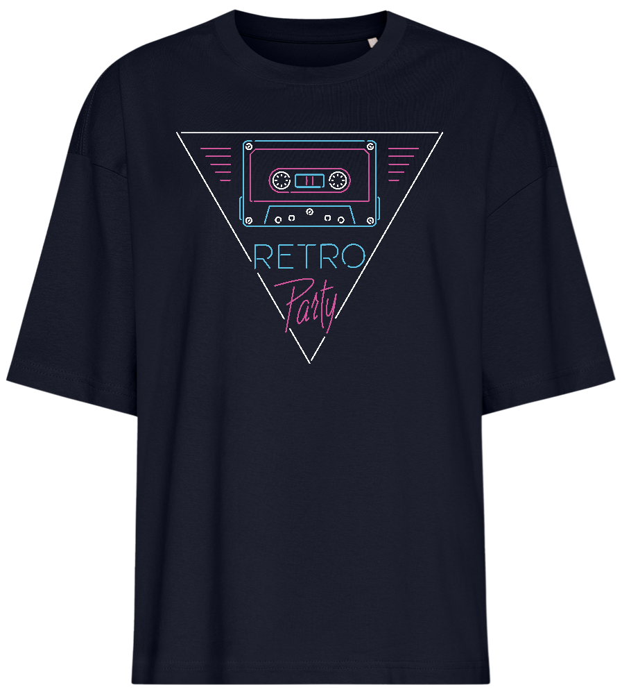 Neon Cassette Tape Design - Premium women's oversized t-shirt_FRENCH NAVY_front