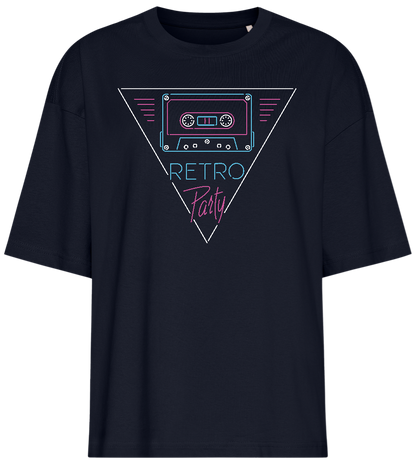 Neon Cassette Tape Design - Premium women's oversized t-shirt_FRENCH NAVY_front