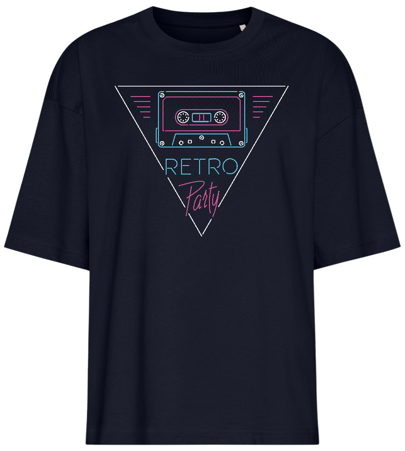 Neon Cassette Tape Design - Premium women's oversized t-shirt_FRENCH NAVY_front