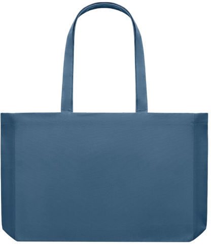 Premium large recycled shopping tote bag_BLUE_front