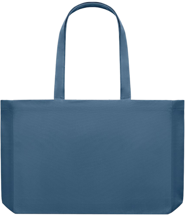 Premium large recycled shopping tote bag_BLUE_front
