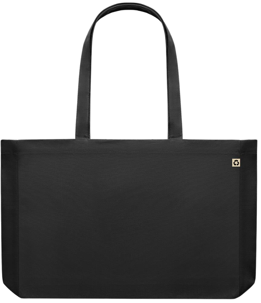 Premium large recycled shopping tote bag_BLACK_back