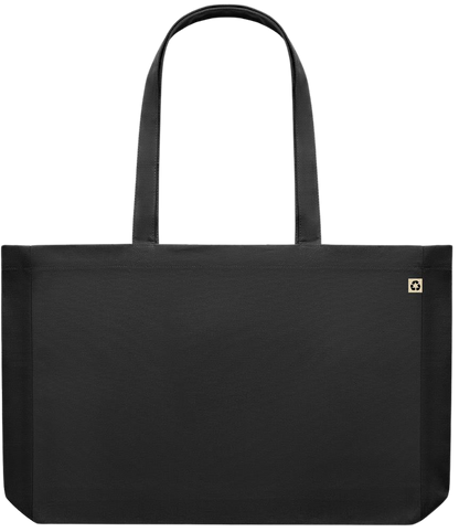 Premium large recycled shopping tote bag_BLACK_back