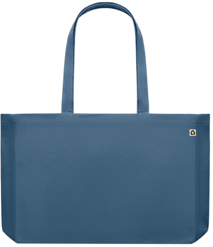 Premium large recycled shopping tote bag_BLUE_back