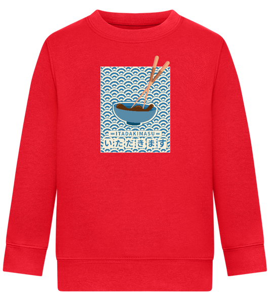 Itadakimasu Design - Comfort Kids Sweater_BRIGHT RED_front