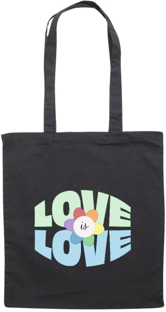 Love is Love Flower Design - Premium colored cotton tote bag_BLACK_front