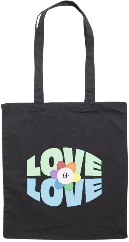 Love is Love Flower Design - Premium colored cotton tote bag_BLACK_front