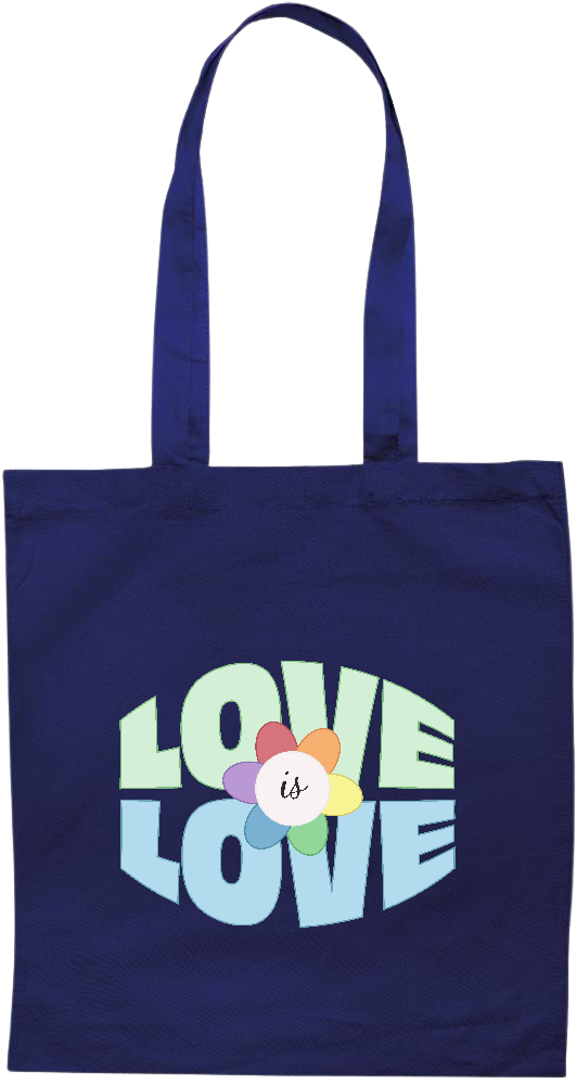 Love is Love Flower Design - Premium colored cotton tote bag_BLUE_front