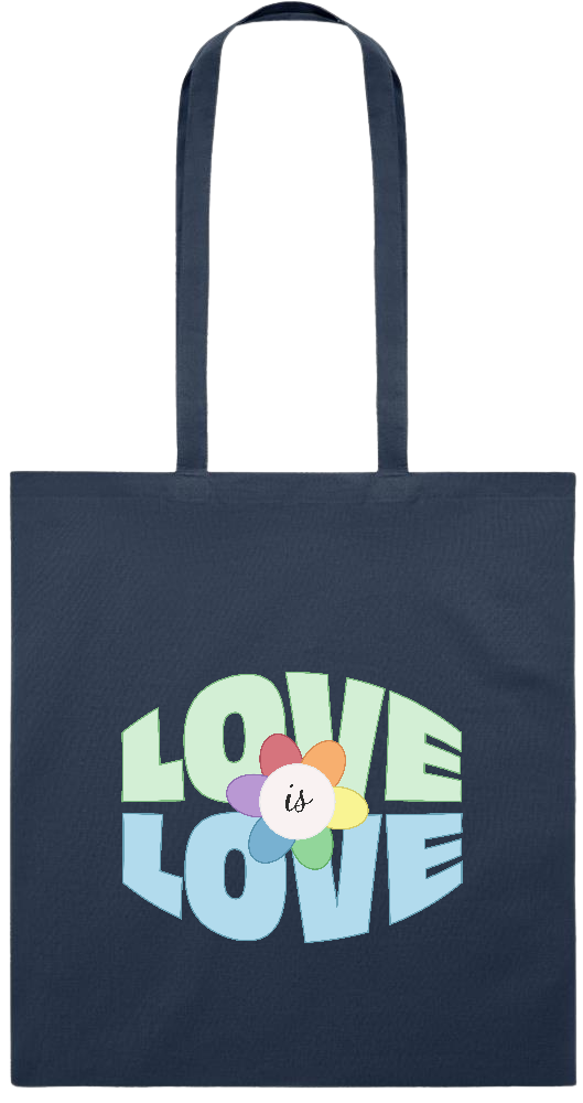 Love is Love Flower Design - Premium colored cotton tote bag_FRENCH NAVY_front