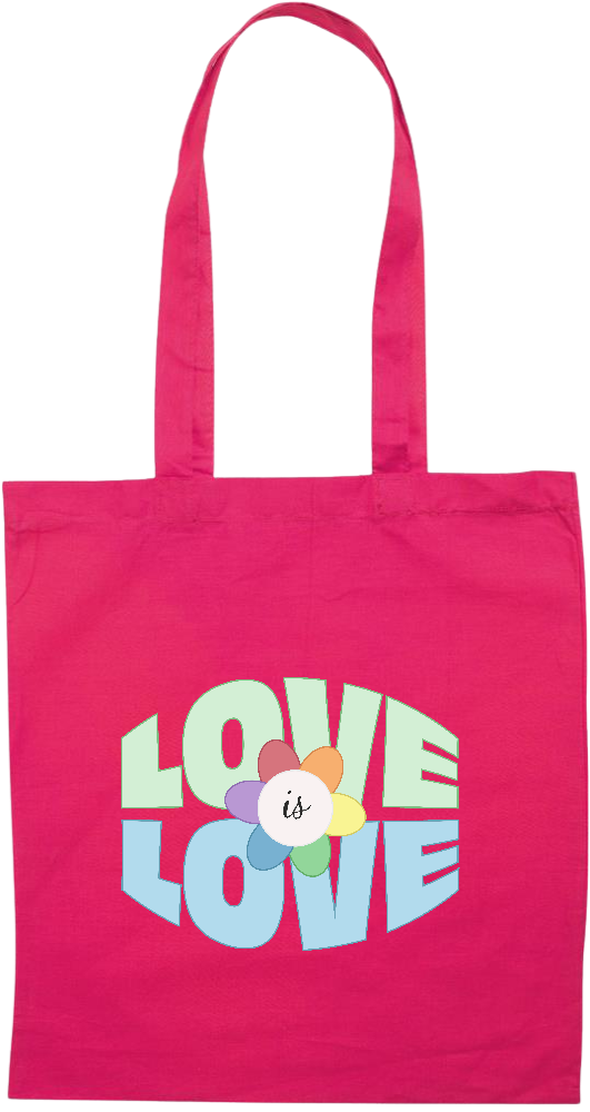 Love is Love Flower Design - Premium colored cotton tote bag_FUCHSIA_front