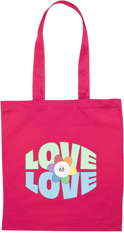 Love is Love Flower Design - Premium colored cotton tote bag_FUCHSIA_front