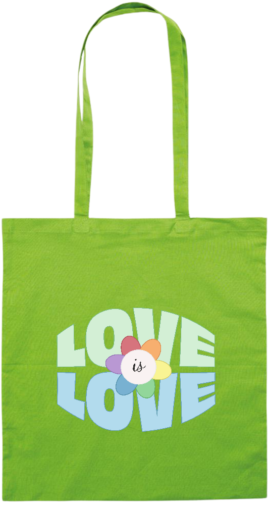 Love is Love Flower Design - Premium colored cotton tote bag_LIME_front