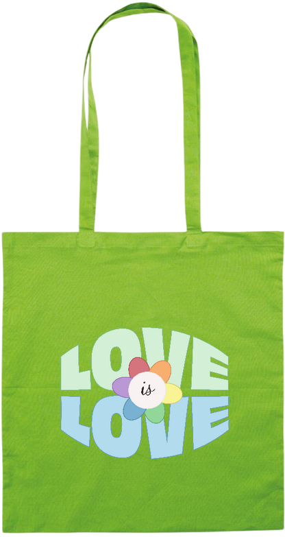 Love is Love Flower Design - Premium colored cotton tote bag_LIME_front