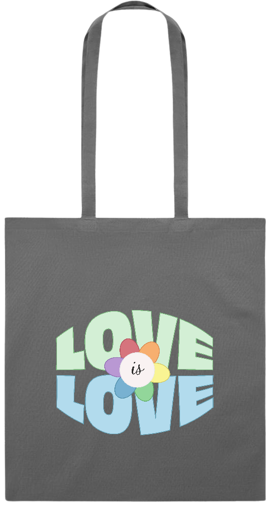 Love is Love Flower Design - Premium colored cotton tote bag_STONE GREY_front