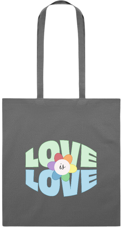 Love is Love Flower Design - Premium colored cotton tote bag_STONE GREY_front