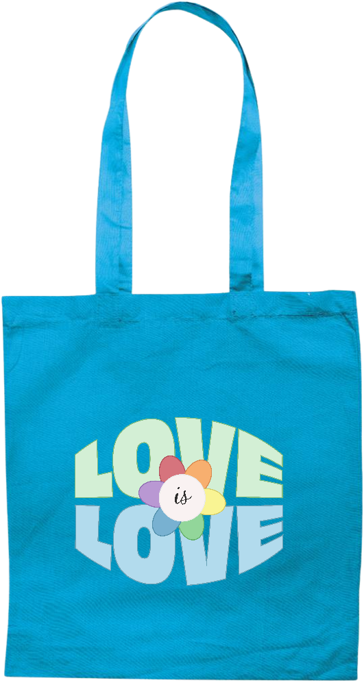 Love is Love Flower Design - Premium colored cotton tote bag_TURQUOISE_front