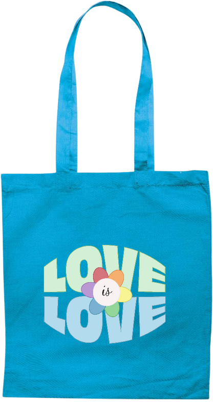 Love is Love Flower Design - Premium colored cotton tote bag_TURQUOISE_front