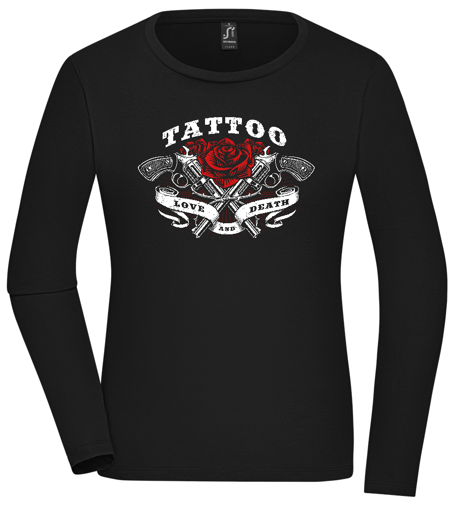 Tattoo Love Death Design - Premium Women´s long sleeve t-shirt_DEEP BLACK_front