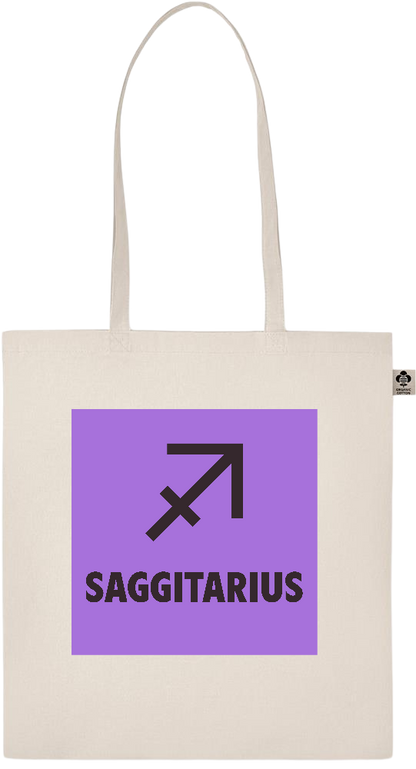 Zodiac Saggitarius Design - Essential ecru organic cotton tote bag_BEIGE_front