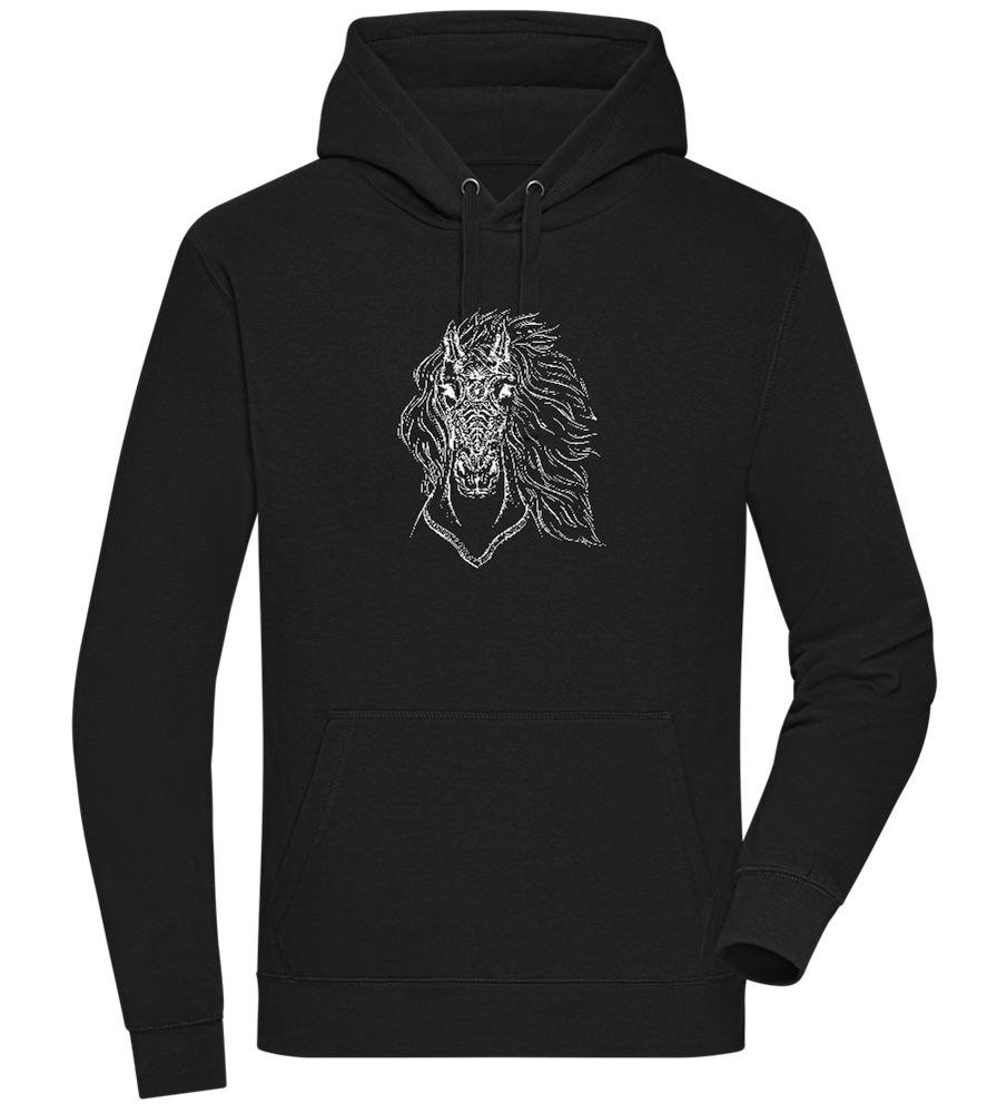 White Abstract Horsehead Design - Premium unisex hoodie_BLACK_front