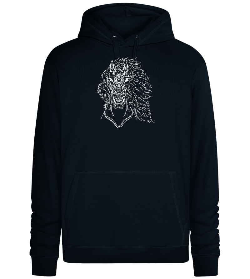 White Abstract Horsehead Design - Premium unisex hoodie_BLACK_front