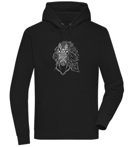 White Abstract Horsehead Design - Premium unisex hoodie